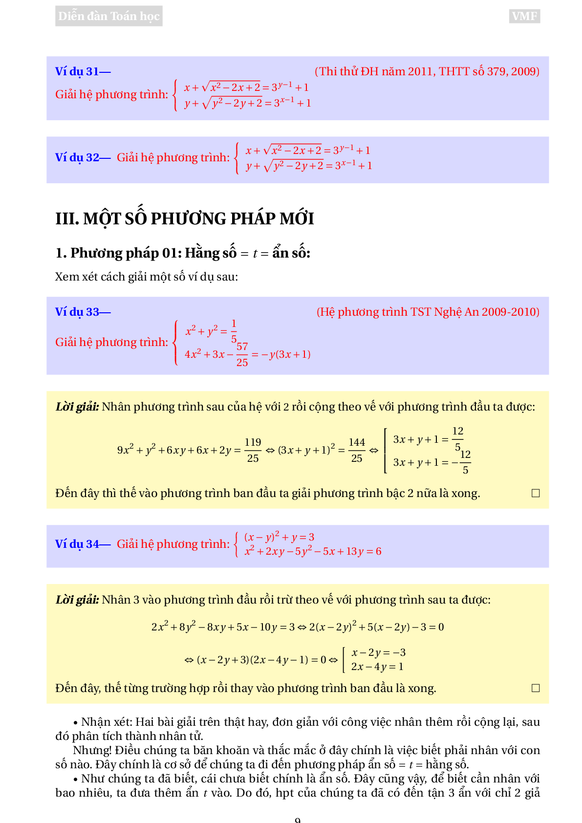 Phương pháp giải Hệ phương trình đối xứng (trang 9)