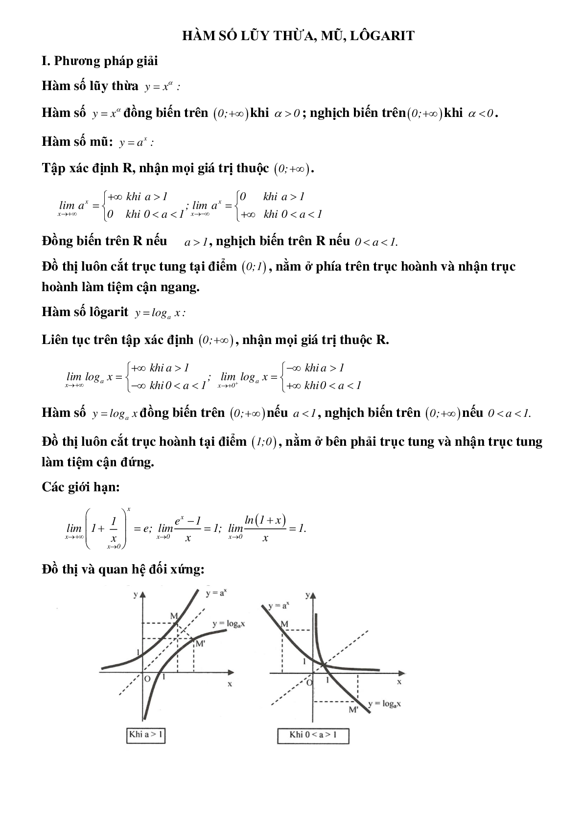 Dạng bài tập Hàm số lũy thừa, mũ, logarit (trang 1)