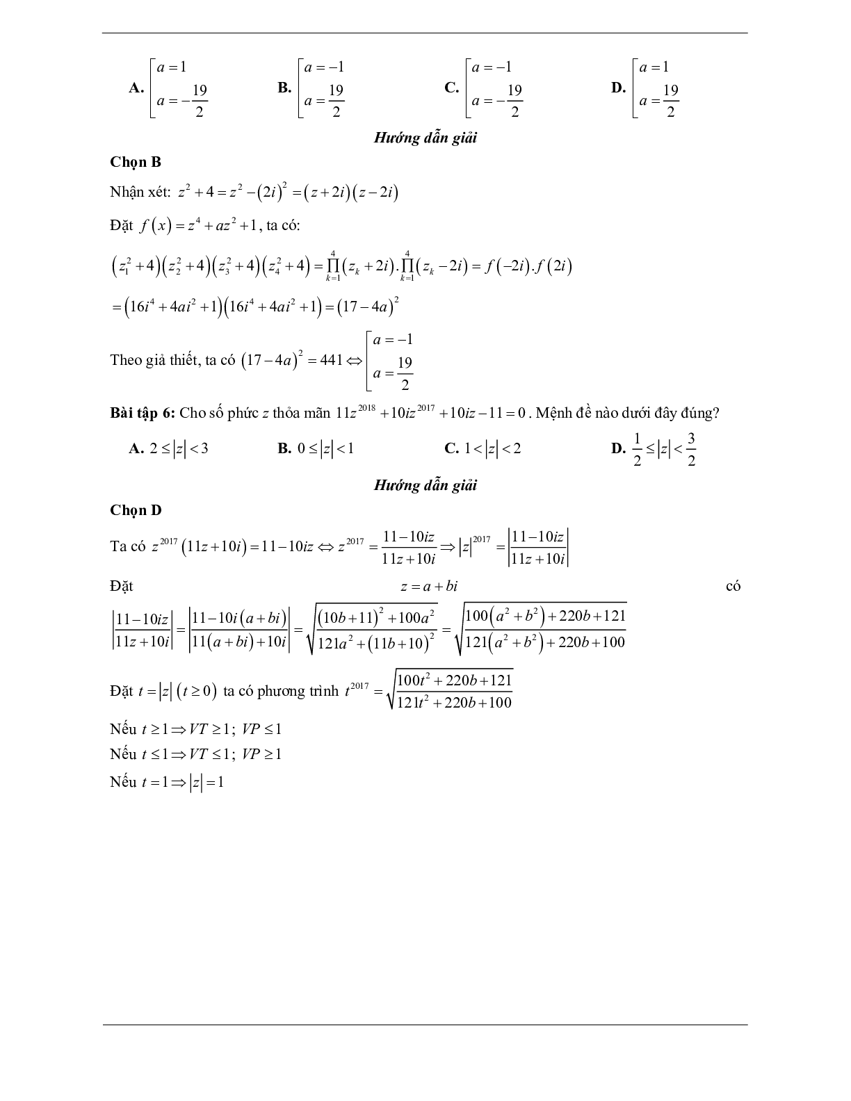 Các dạng bài tập VDC phương trình bậc hai trên tập số phức (trang 10)