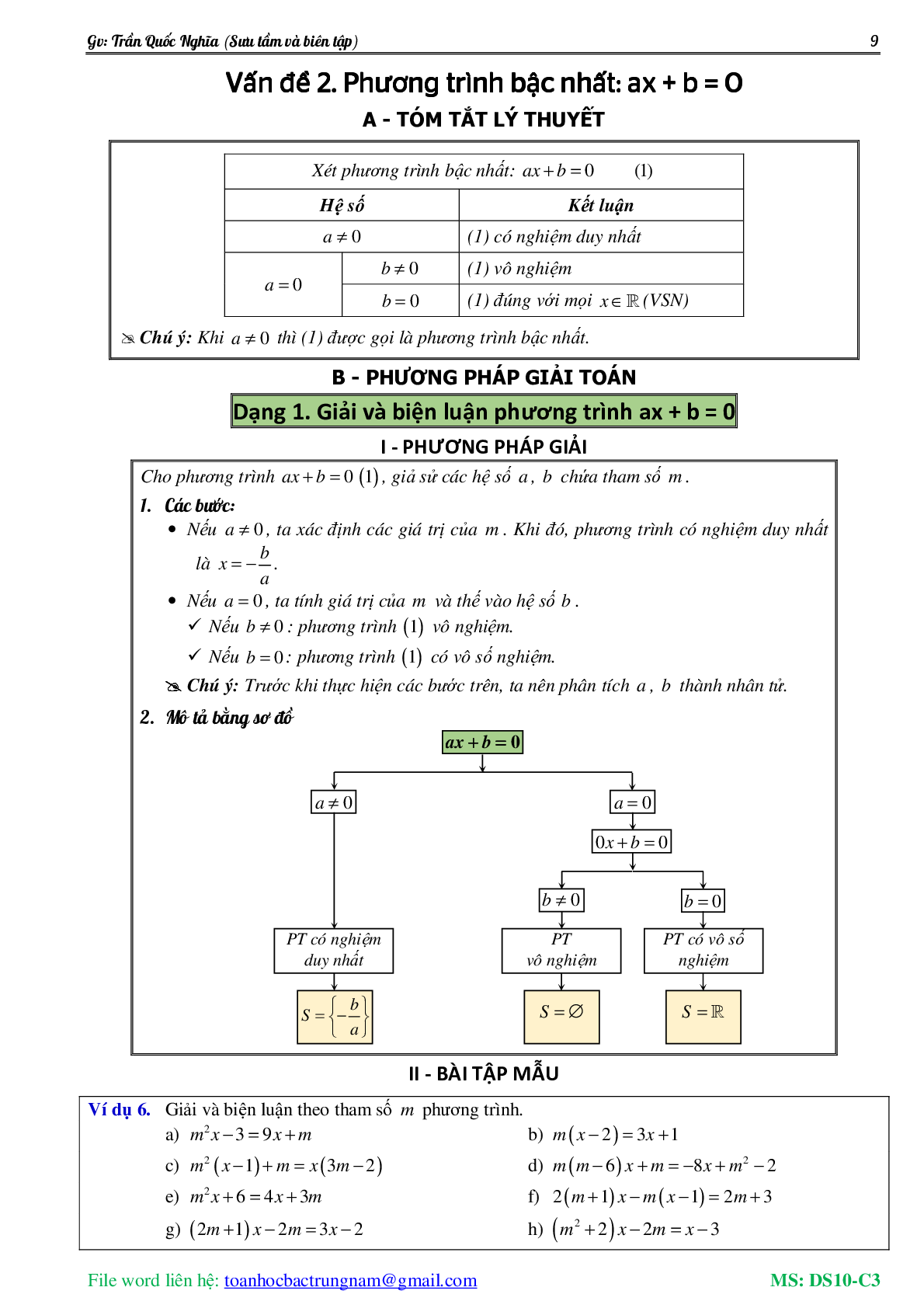 Lý thuyết, bài tập về Phương trình và hệ phương trình có đáp án (trang 10)