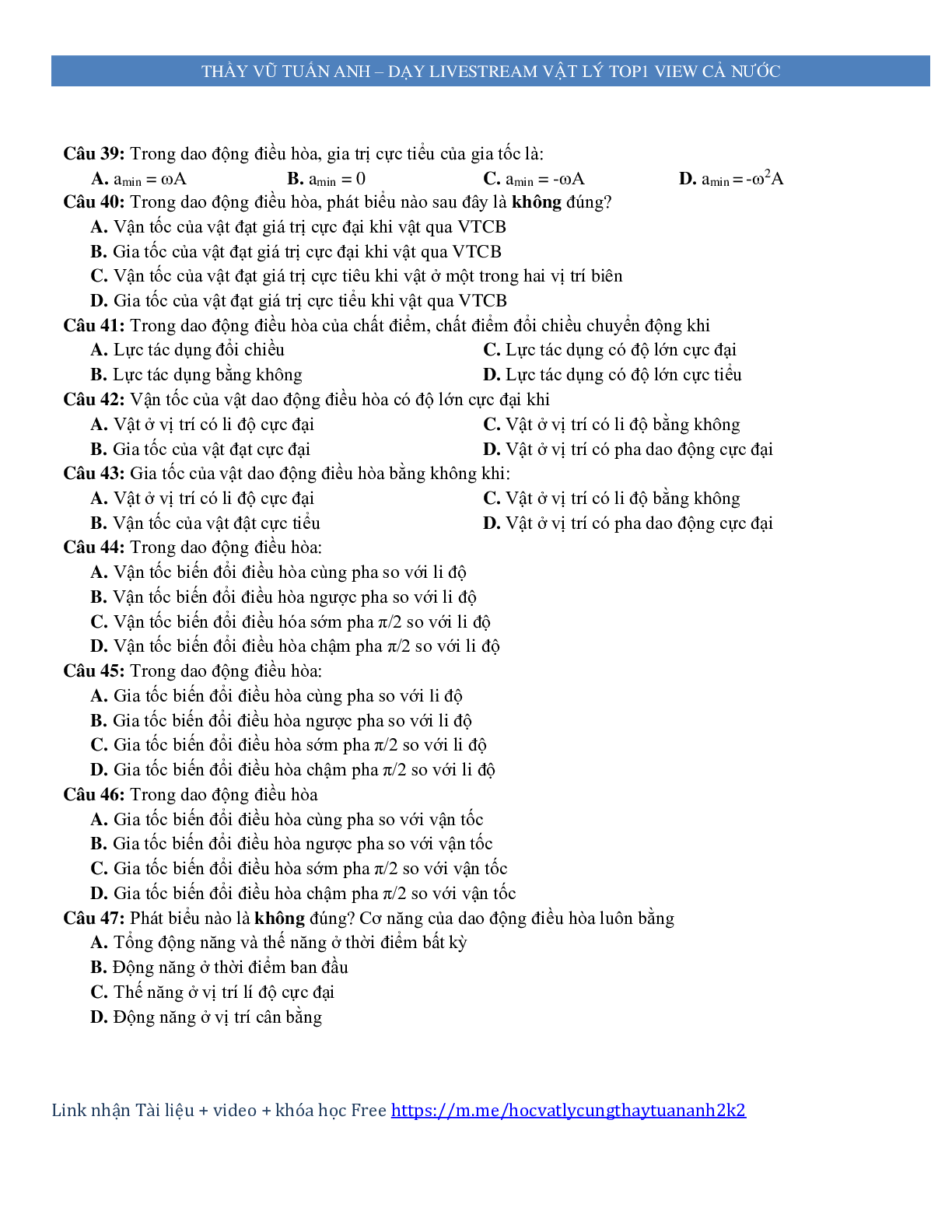 600 câu trắc nghiệm lý thuyết môn Vật lý ôn thi THPT Quốc Gia (trang 6)