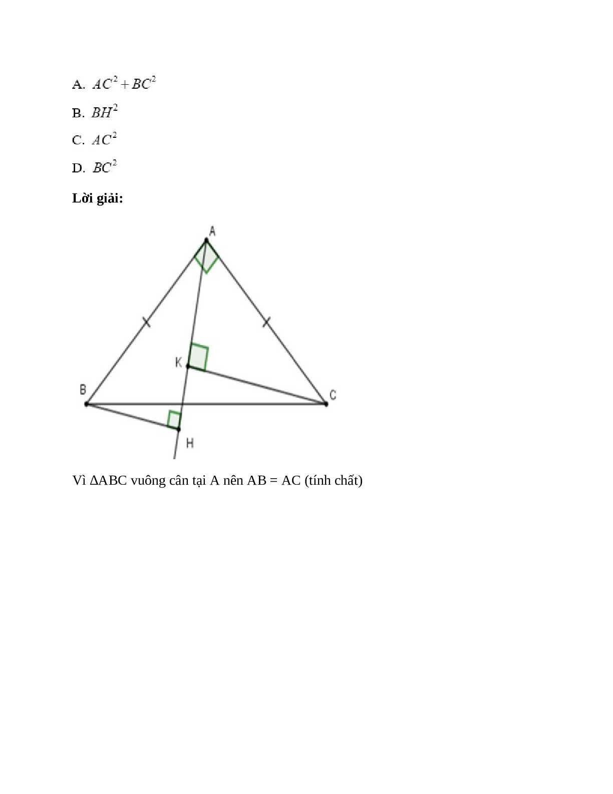 Trắc nghiệm Các trường hợp bằng nhau của tam giác vuông có đáp án – Toán lớp 7 (trang 8)