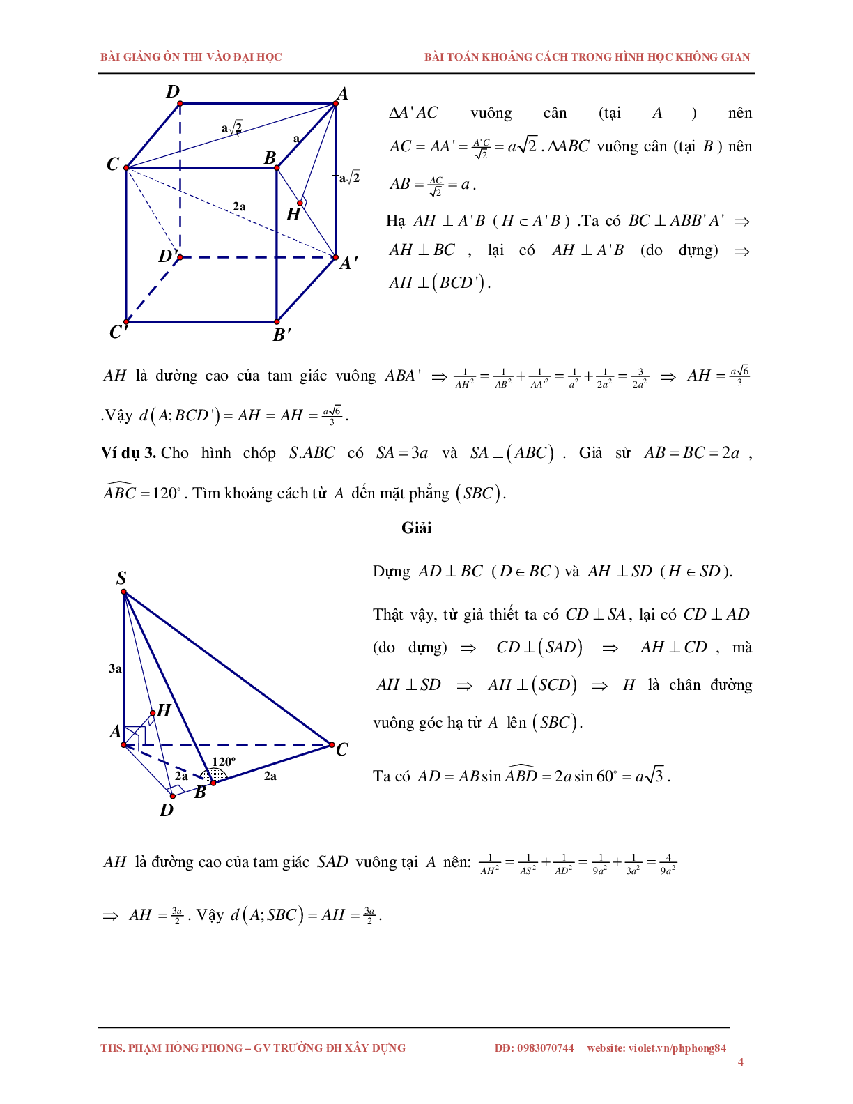 Bài toán về khoảng cách trong không gian (trang 4)