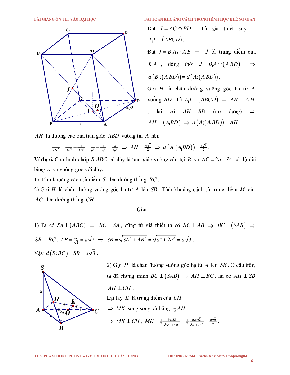 Bài toán về khoảng cách trong không gian (trang 6)