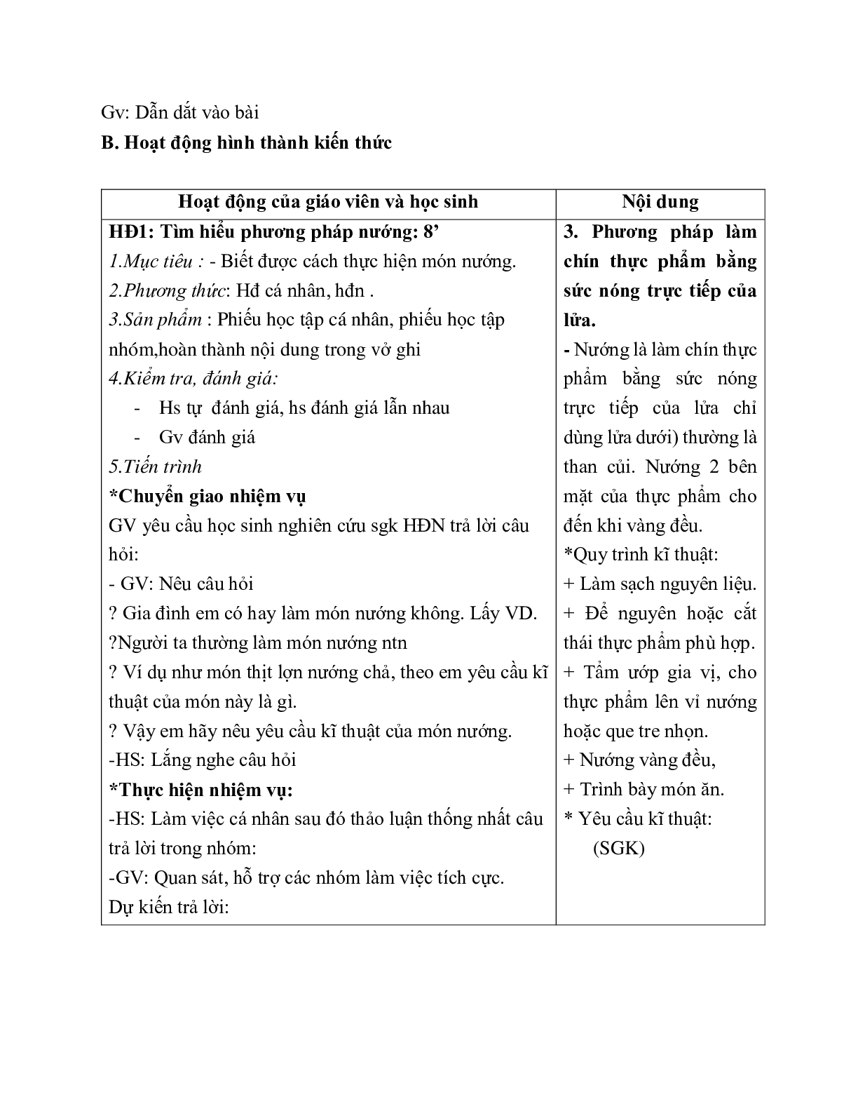 GIÁO ÁN CÔNG NGHỆ 6 BÀI 18: CÁC PHƯƠNG PHÁP CHẾ BIẾN THỰC PHẨM (T2) MỚI NHẤT (trang 3)