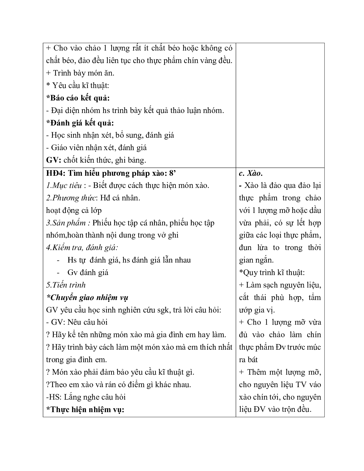 GIÁO ÁN CÔNG NGHỆ 6 BÀI 18: CÁC PHƯƠNG PHÁP CHẾ BIẾN THỰC PHẨM (T2) MỚI NHẤT (trang 7)