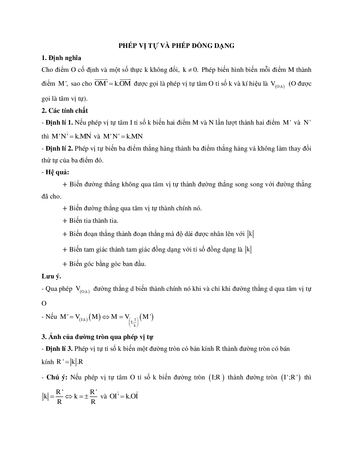 Phương pháp giải về Phép vị tự và phép đồng dạng 2023 (lý thuyết và bài tập) (trang 1)