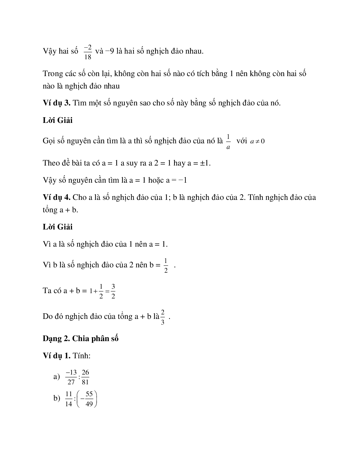 Hệ thống bài tập về phép chia hai phân số có lời giải (trang 2)