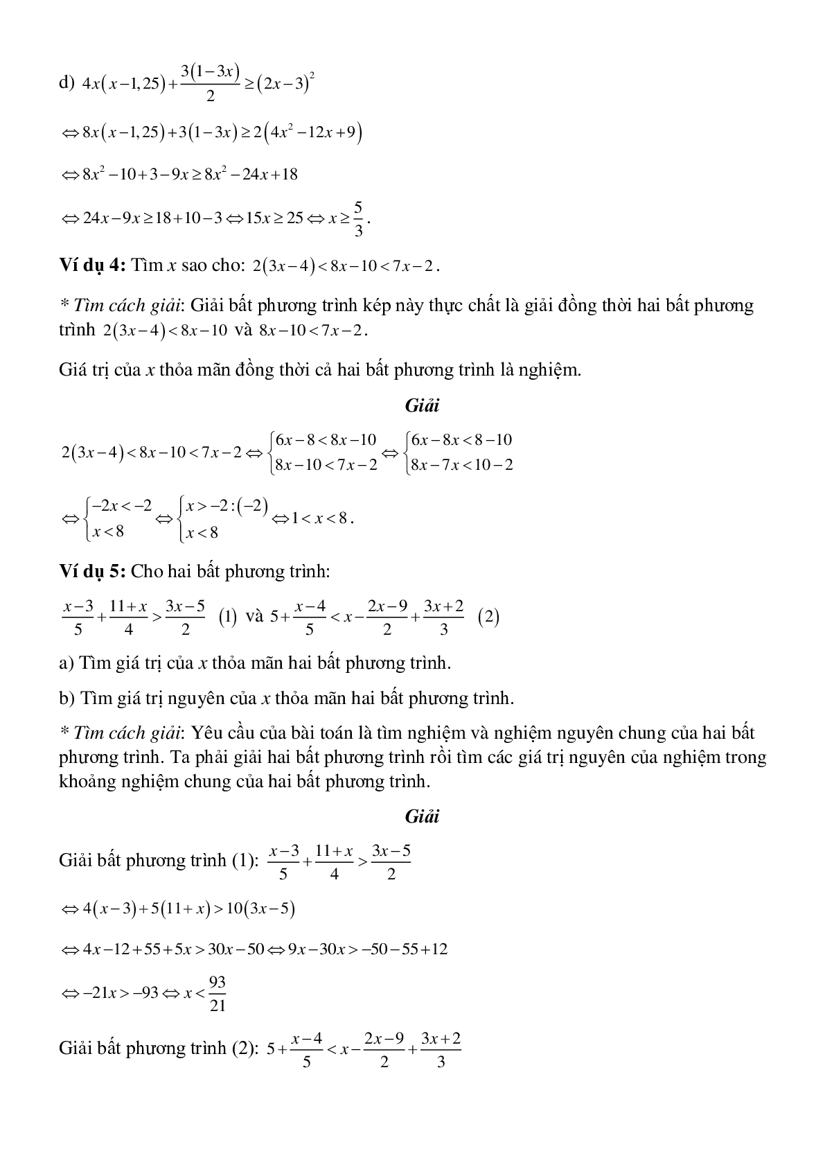 Bất phương trình bậc nhất một ẩn - Đại số toán 8 (trang 4)