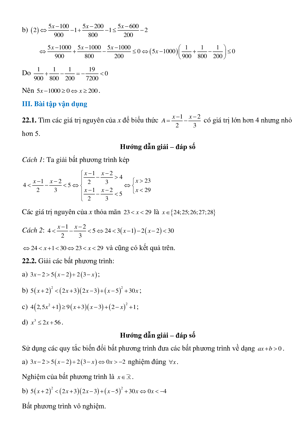 Bất phương trình bậc nhất một ẩn - Đại số toán 8 (trang 7)