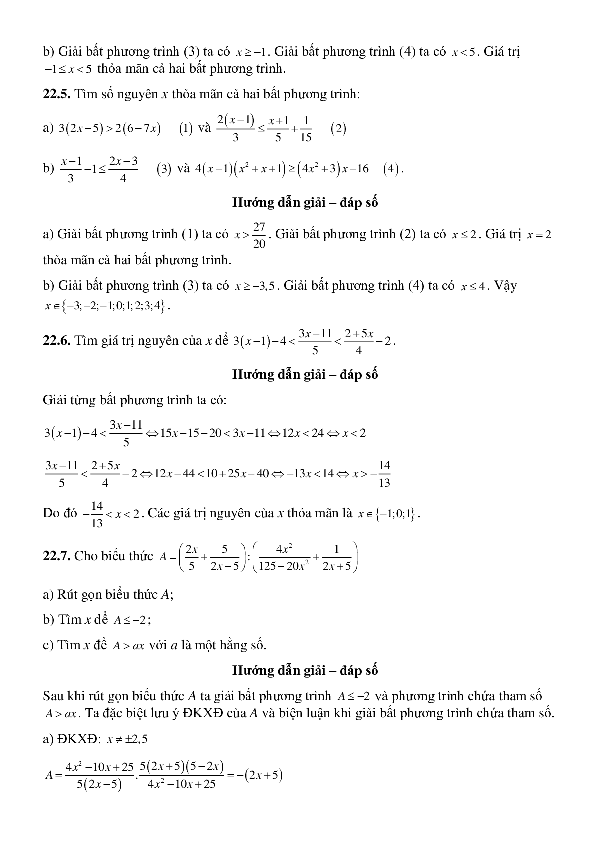 Bất phương trình bậc nhất một ẩn - Đại số toán 8 (trang 9)