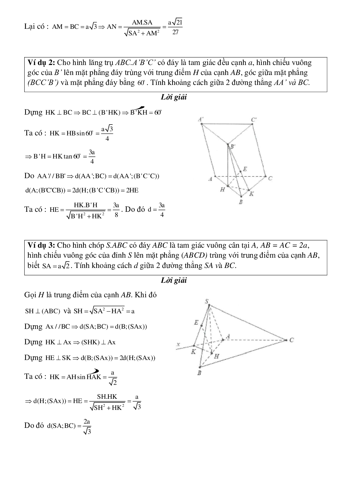 Dạng bài tập Tính khoảng cách giữa hai đường thẳng chéo nhau không vuông góc (trang 2)