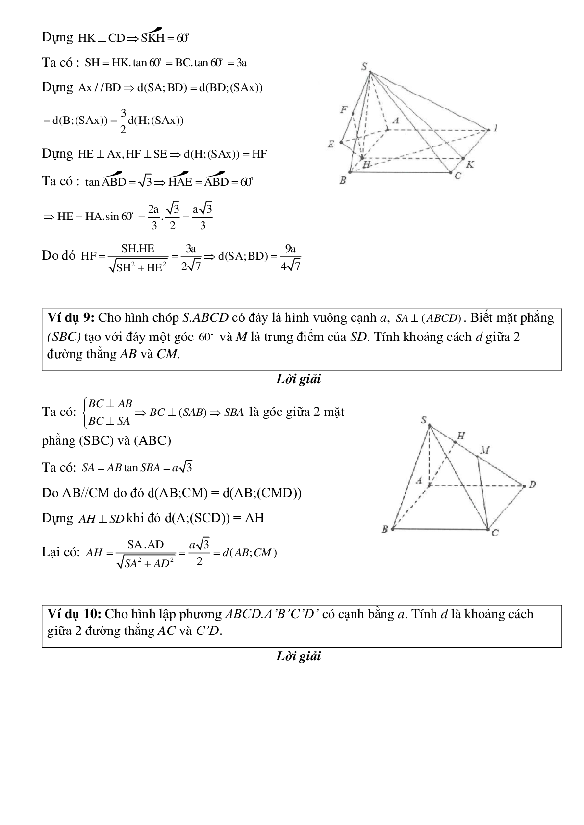 Dạng bài tập Tính khoảng cách giữa hai đường thẳng chéo nhau không vuông góc (trang 5)