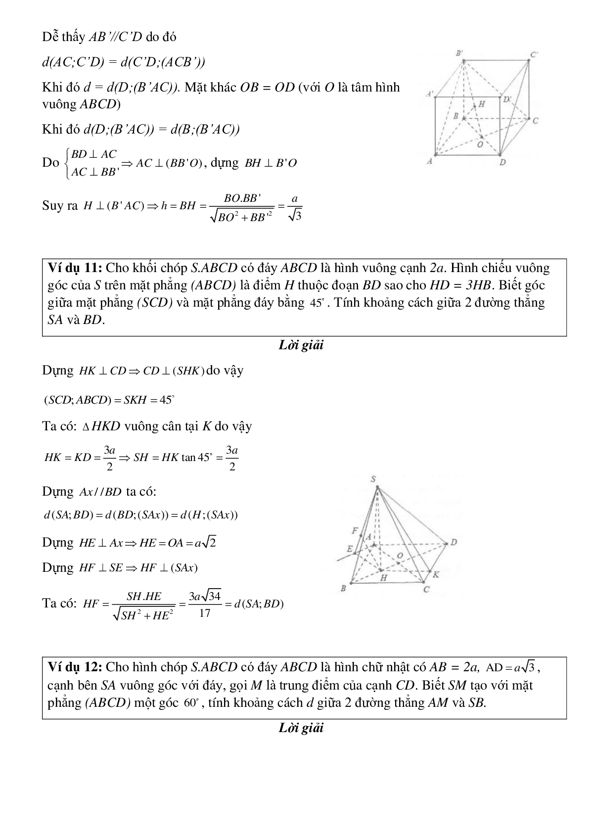Dạng bài tập Tính khoảng cách giữa hai đường thẳng chéo nhau không vuông góc (trang 6)
