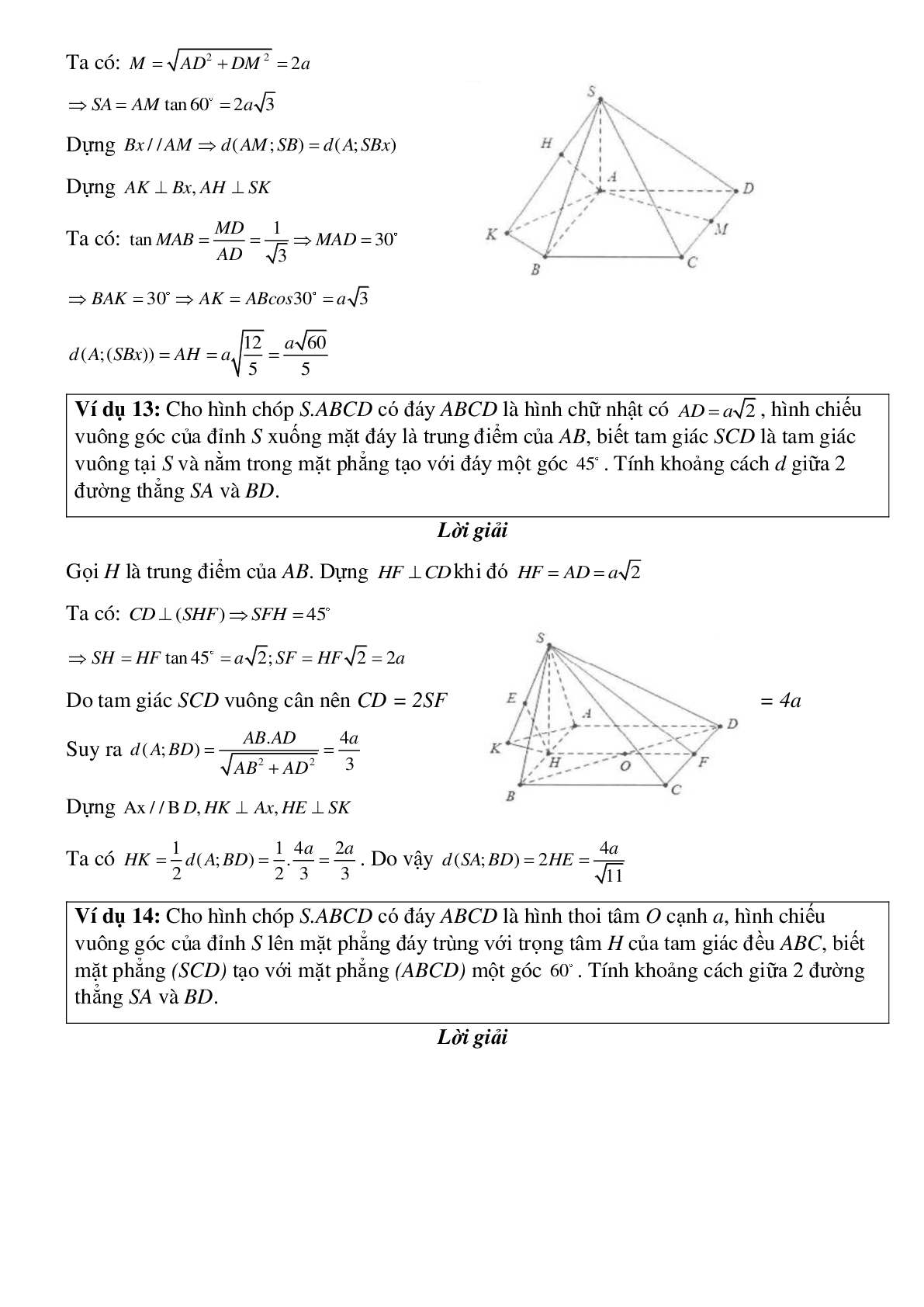 Dạng bài tập Tính khoảng cách giữa hai đường thẳng chéo nhau không vuông góc (trang 7)