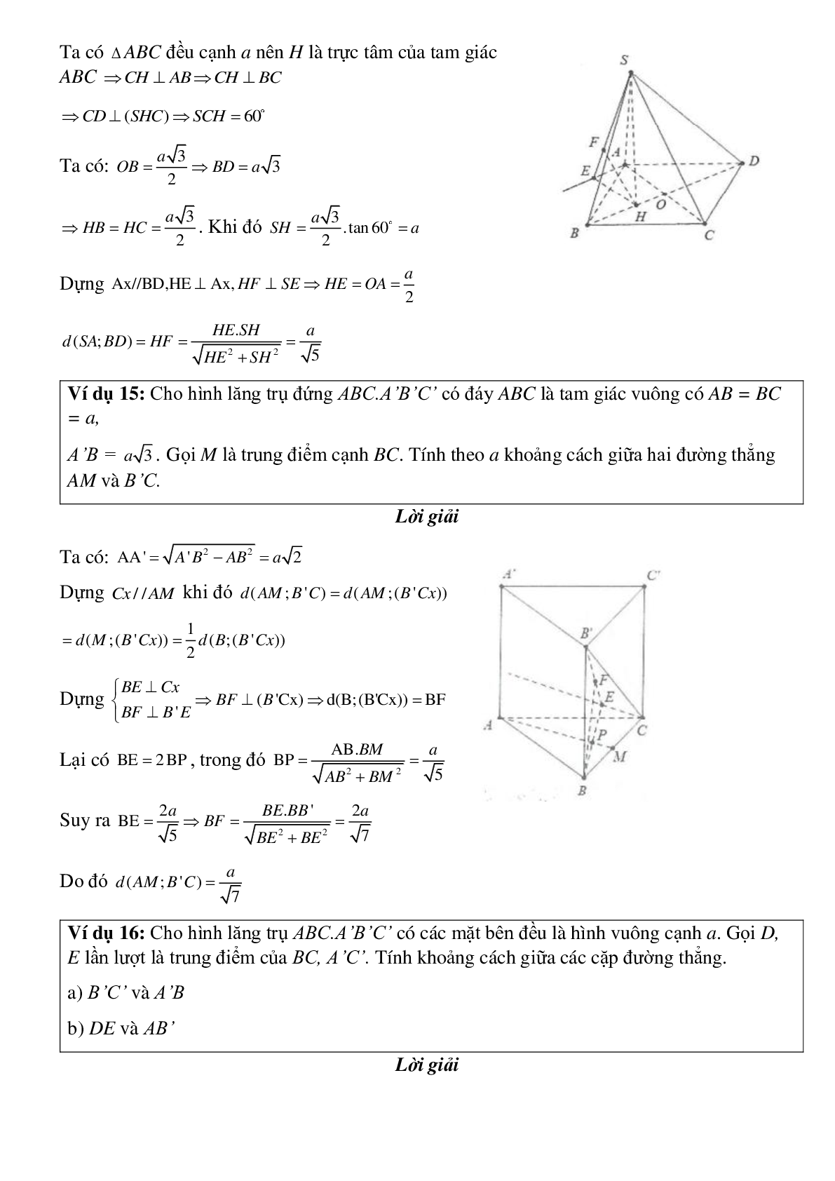 Dạng bài tập Tính khoảng cách giữa hai đường thẳng chéo nhau không vuông góc (trang 8)