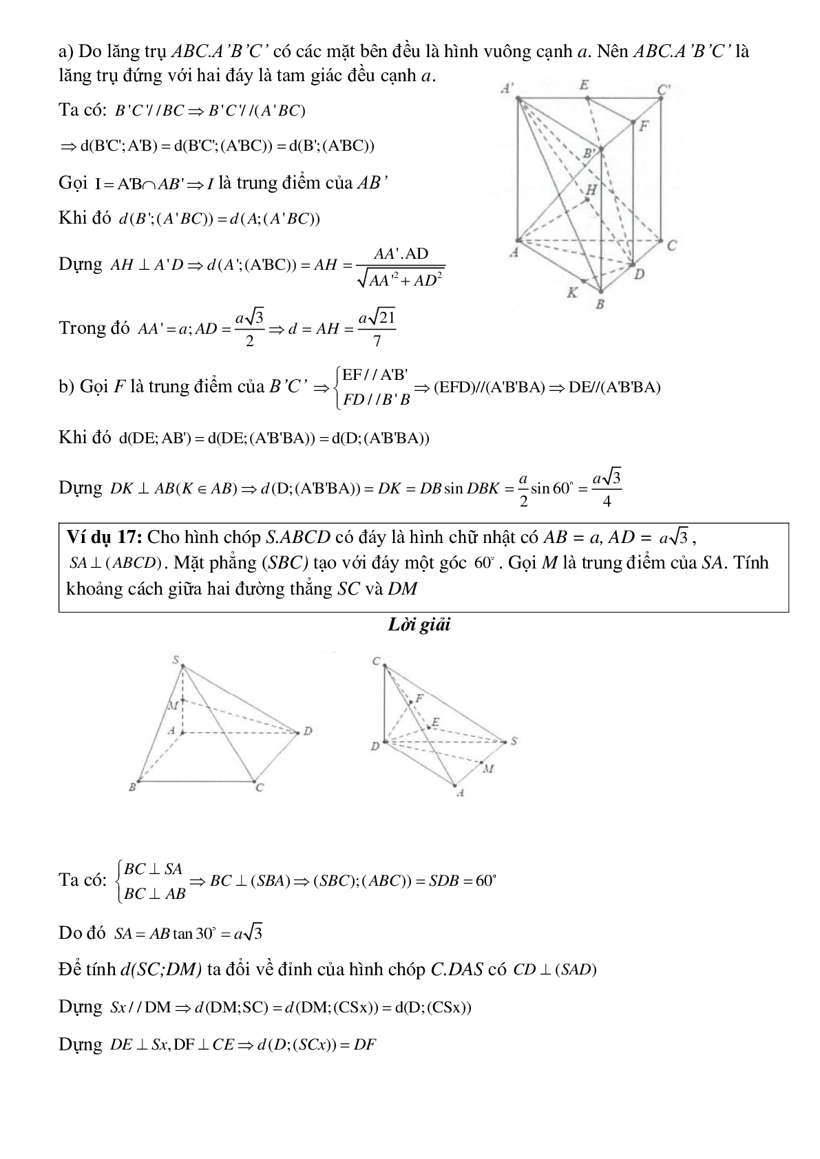 Dạng bài tập Tính khoảng cách giữa hai đường thẳng chéo nhau không vuông góc (trang 9)