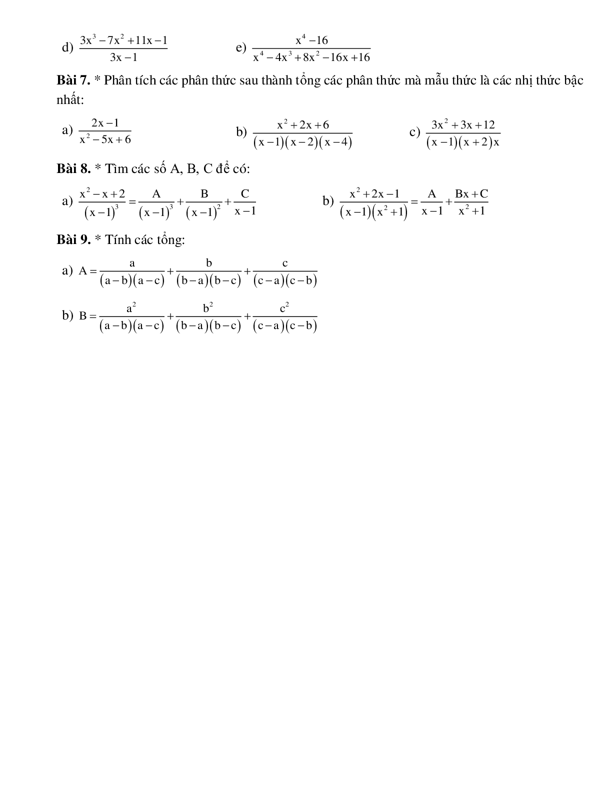 Phép cộng, phép trừ các phân thức đại số và phương pháp giải (trang 3)