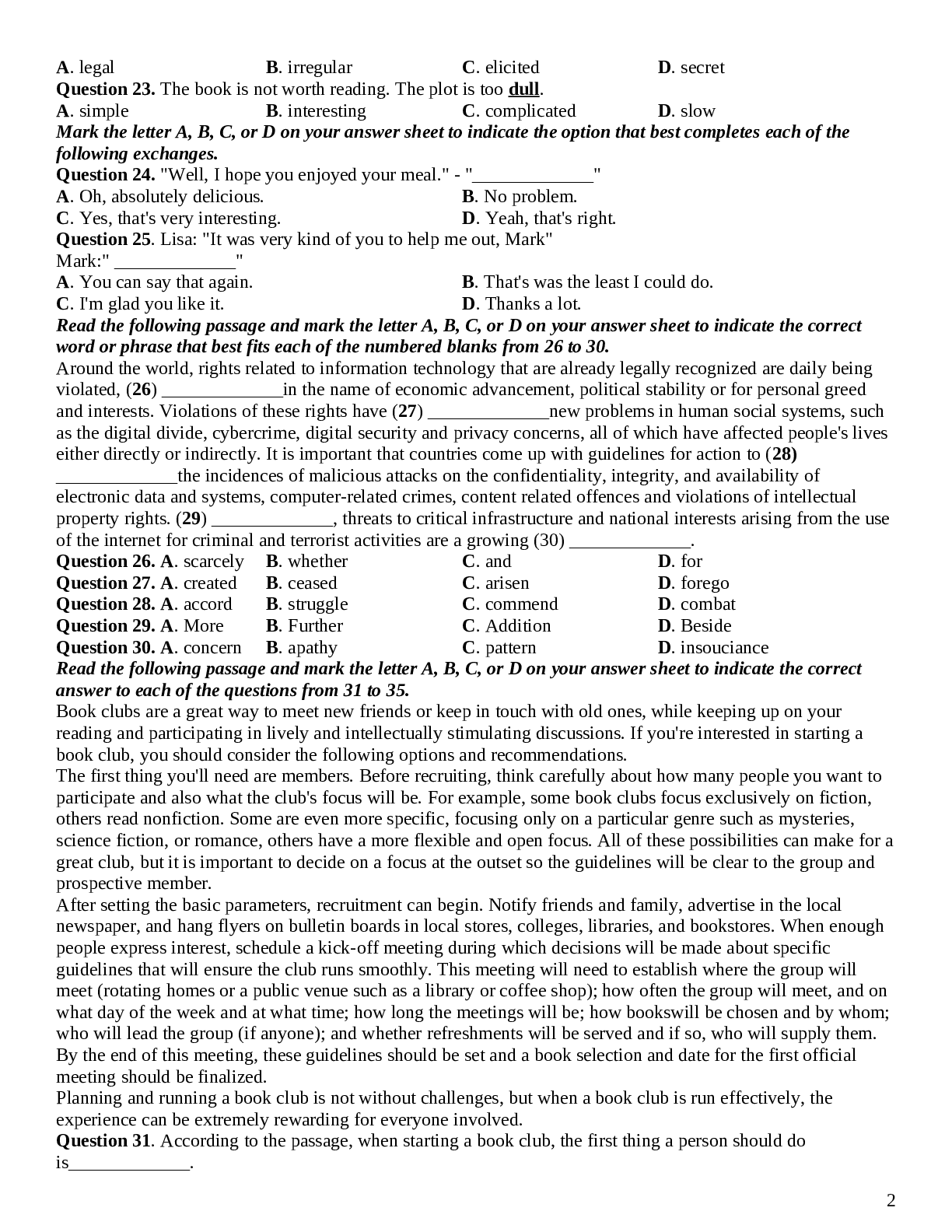 Đề thi thử THPT QG 2021 môn Tiếng Anh lớp 12 cực hay (4 đề) (trang 2)