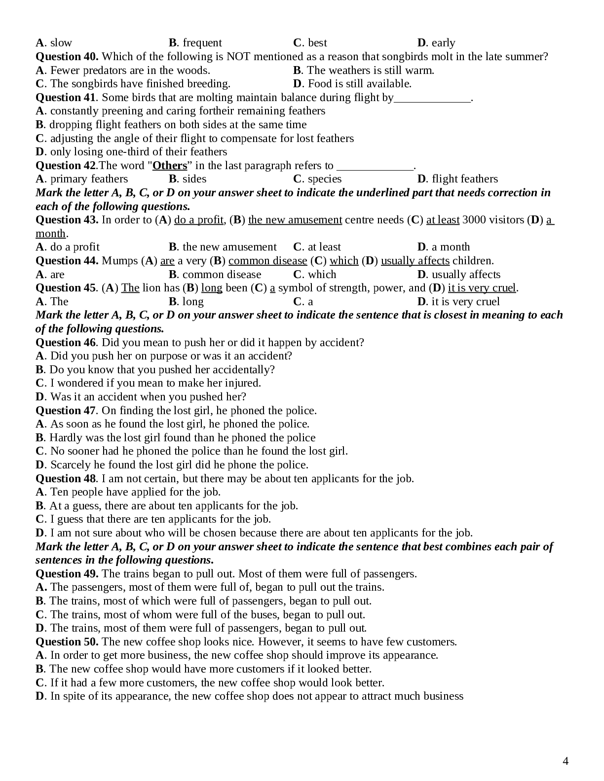 Đề thi thử THPT QG 2021 môn Tiếng Anh lớp 12 cực hay (4 đề) (trang 4)