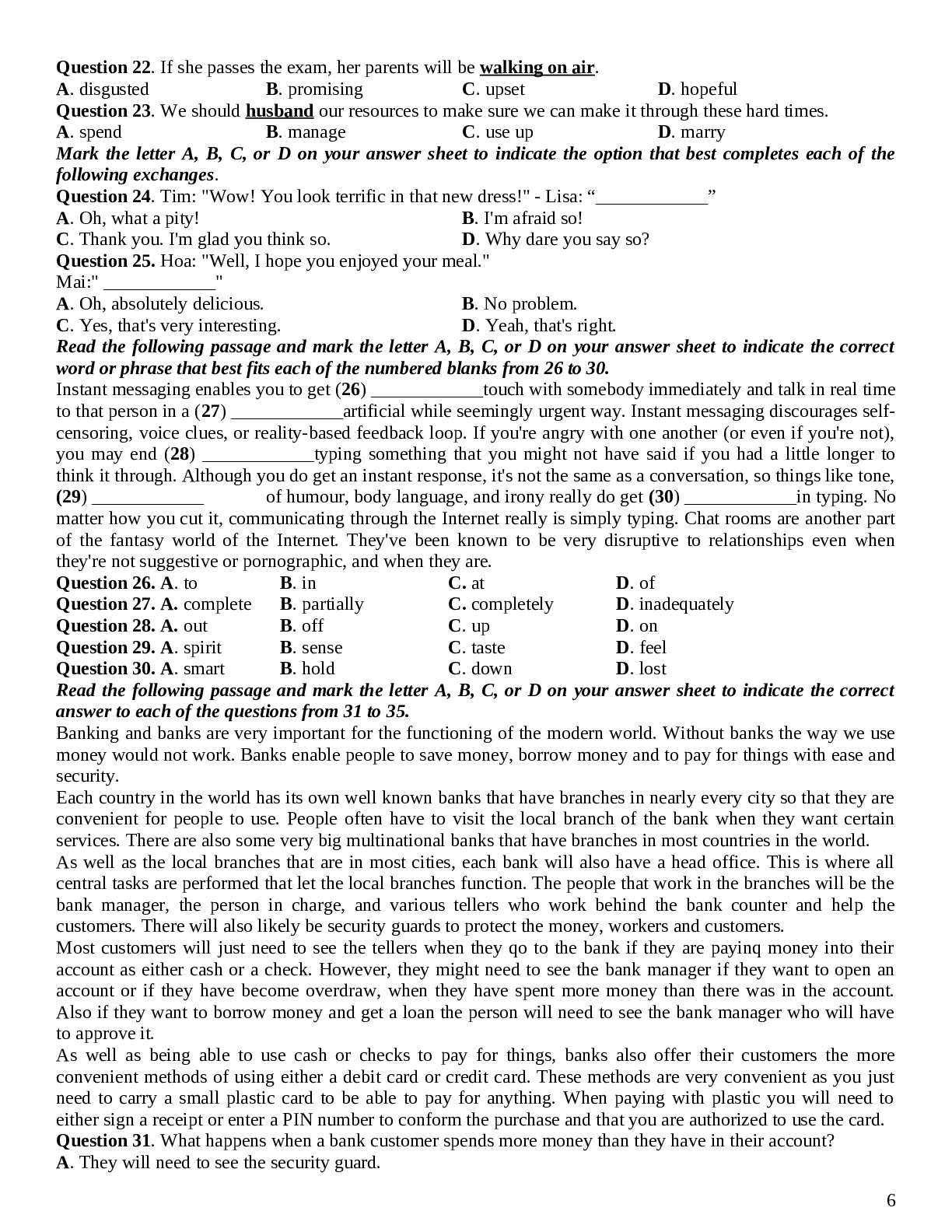 Đề thi thử THPT QG 2021 môn Tiếng Anh lớp 12 cực hay (4 đề) (trang 6)