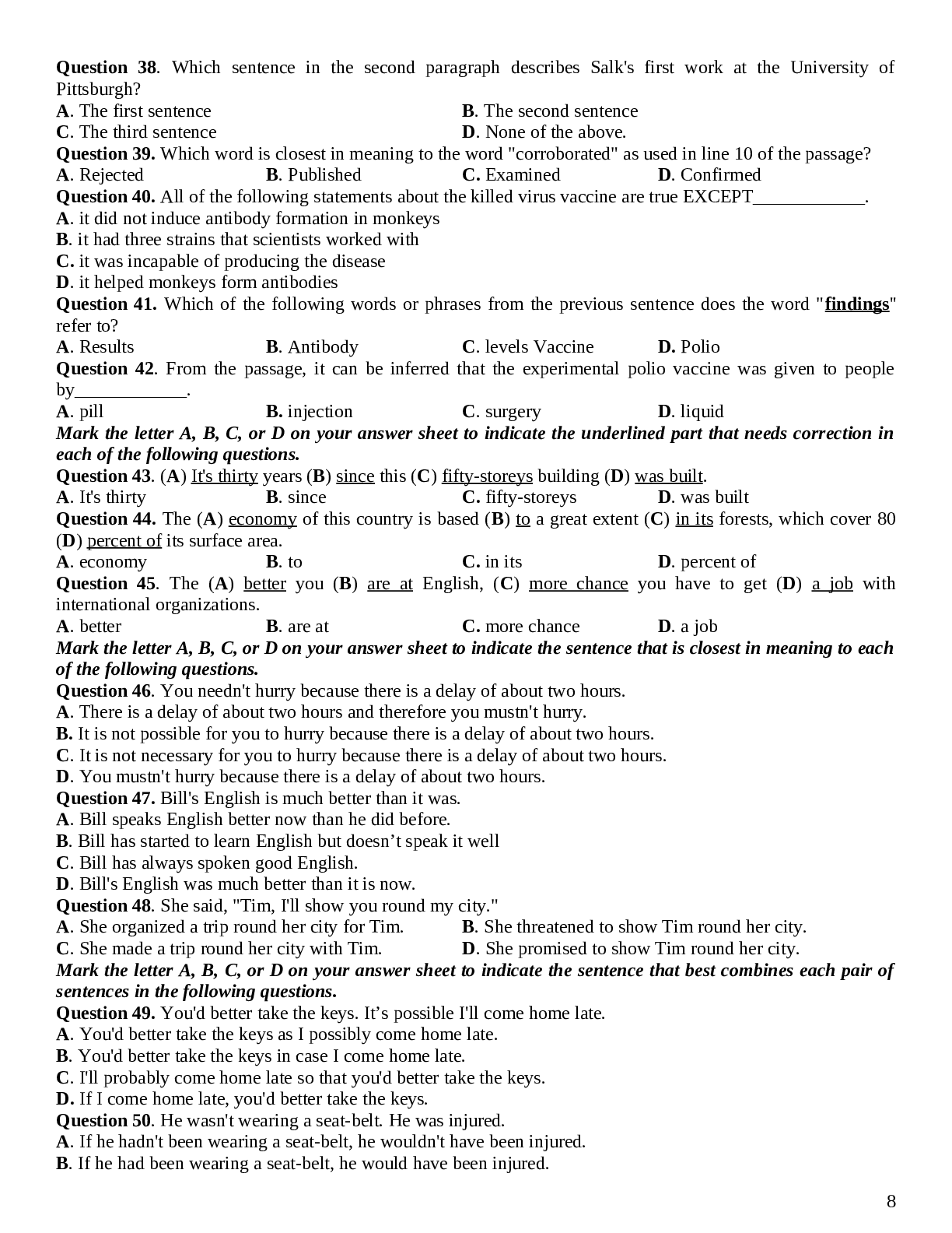 Đề thi thử THPT QG 2021 môn Tiếng Anh lớp 12 cực hay (4 đề) (trang 8)