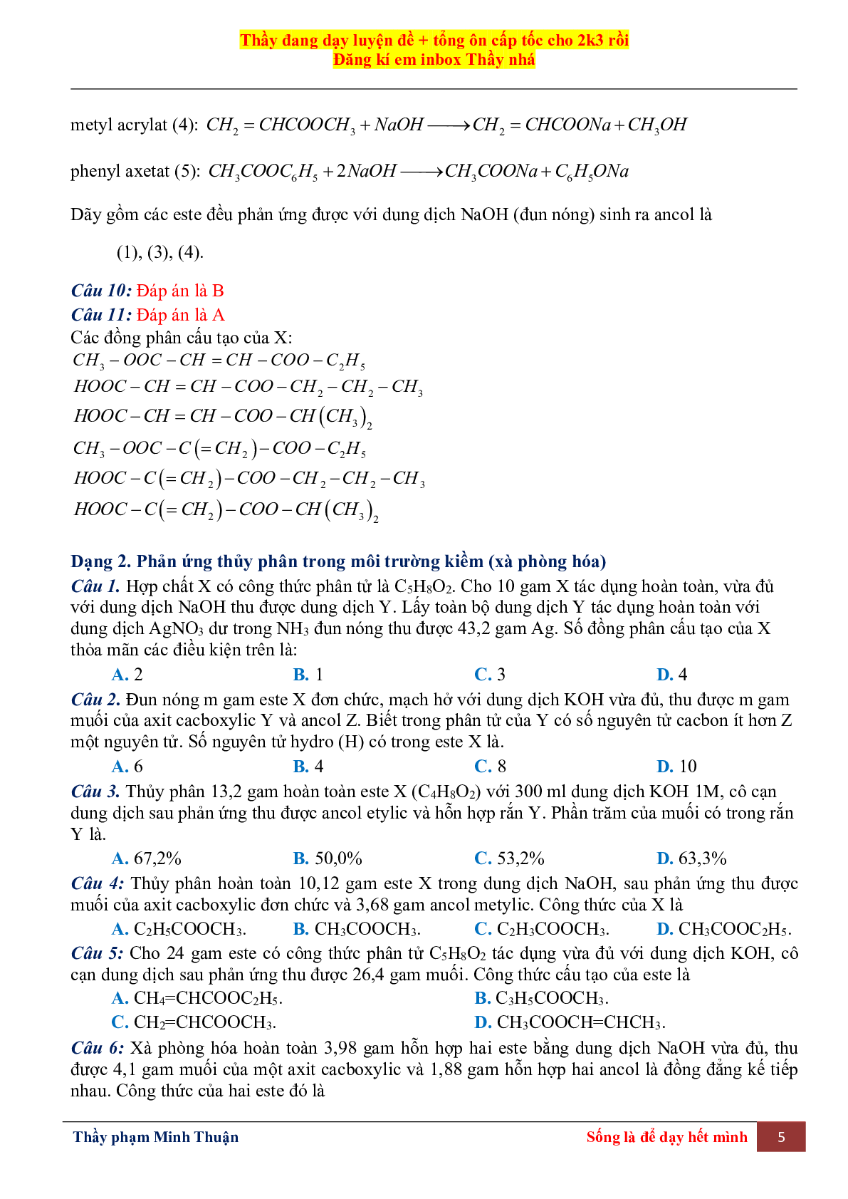 Tổng Hợp Lý Thuyết Chương 1 Môn Hóa Học Lớp 12 (trang 5)