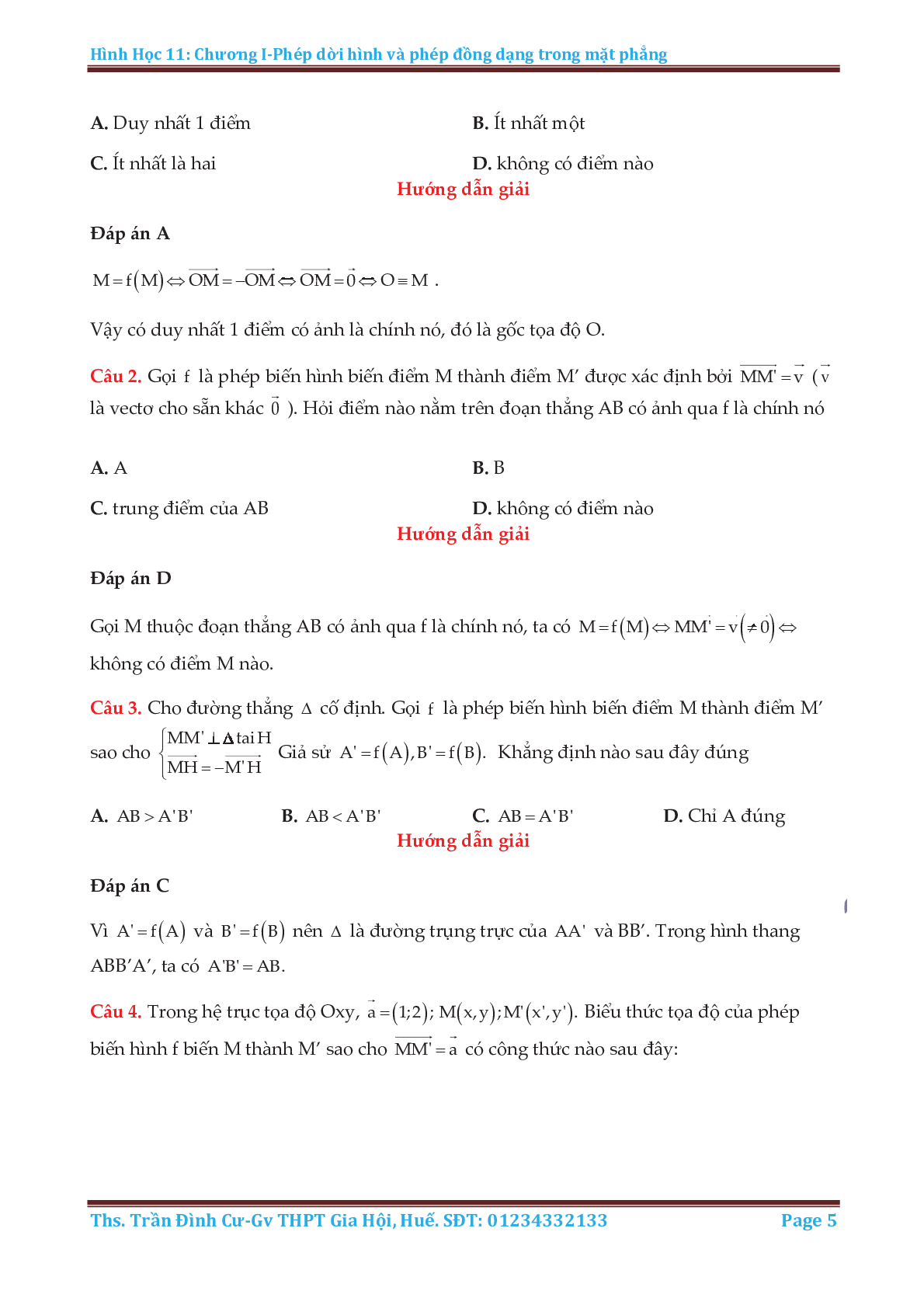Phương pháp giải các dạng toán phép dời hình và phép đồng dạng trong mặt phẳng (trang 5)