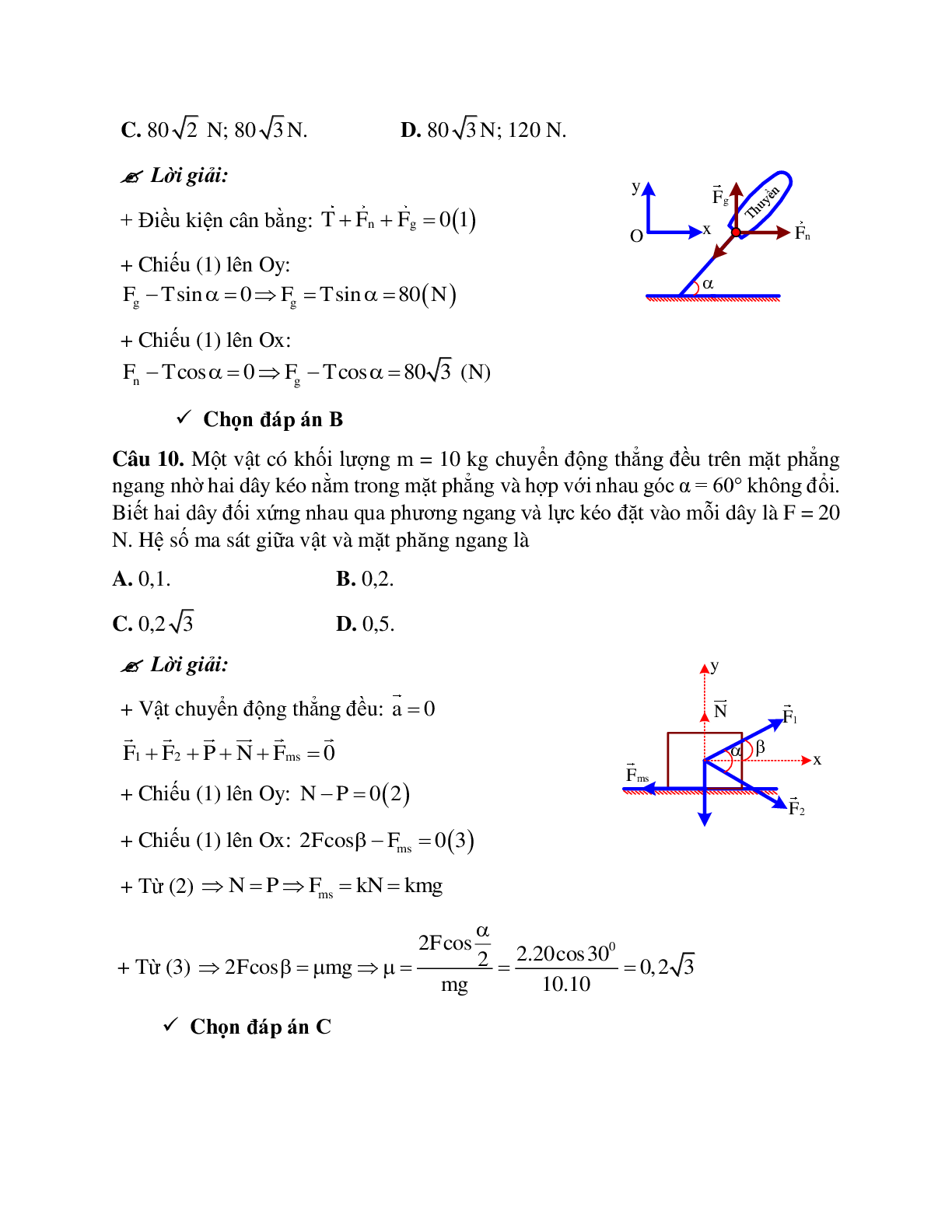 Bài tập về tổng hợp hai lực và ba lực không song song chọn lọc (trang 10)