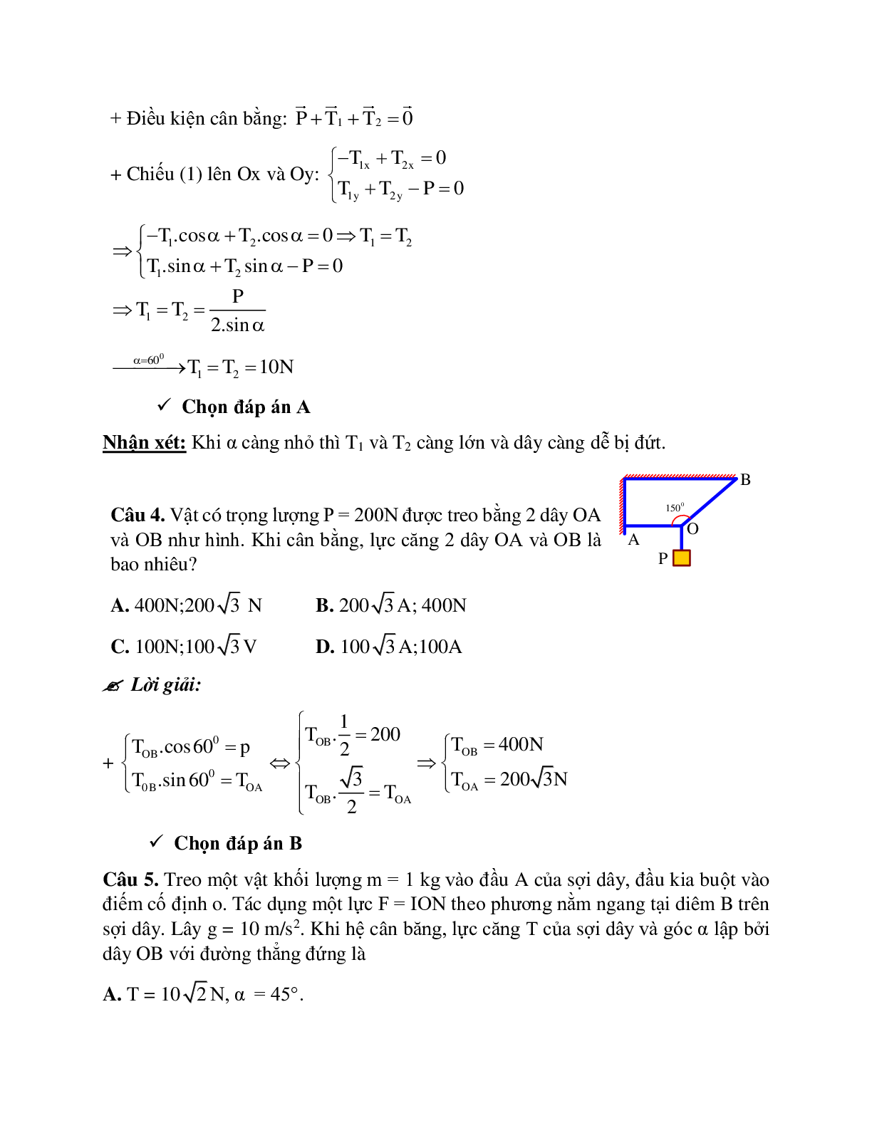 Bài tập về tổng hợp hai lực và ba lực không song song chọn lọc (trang 7)
