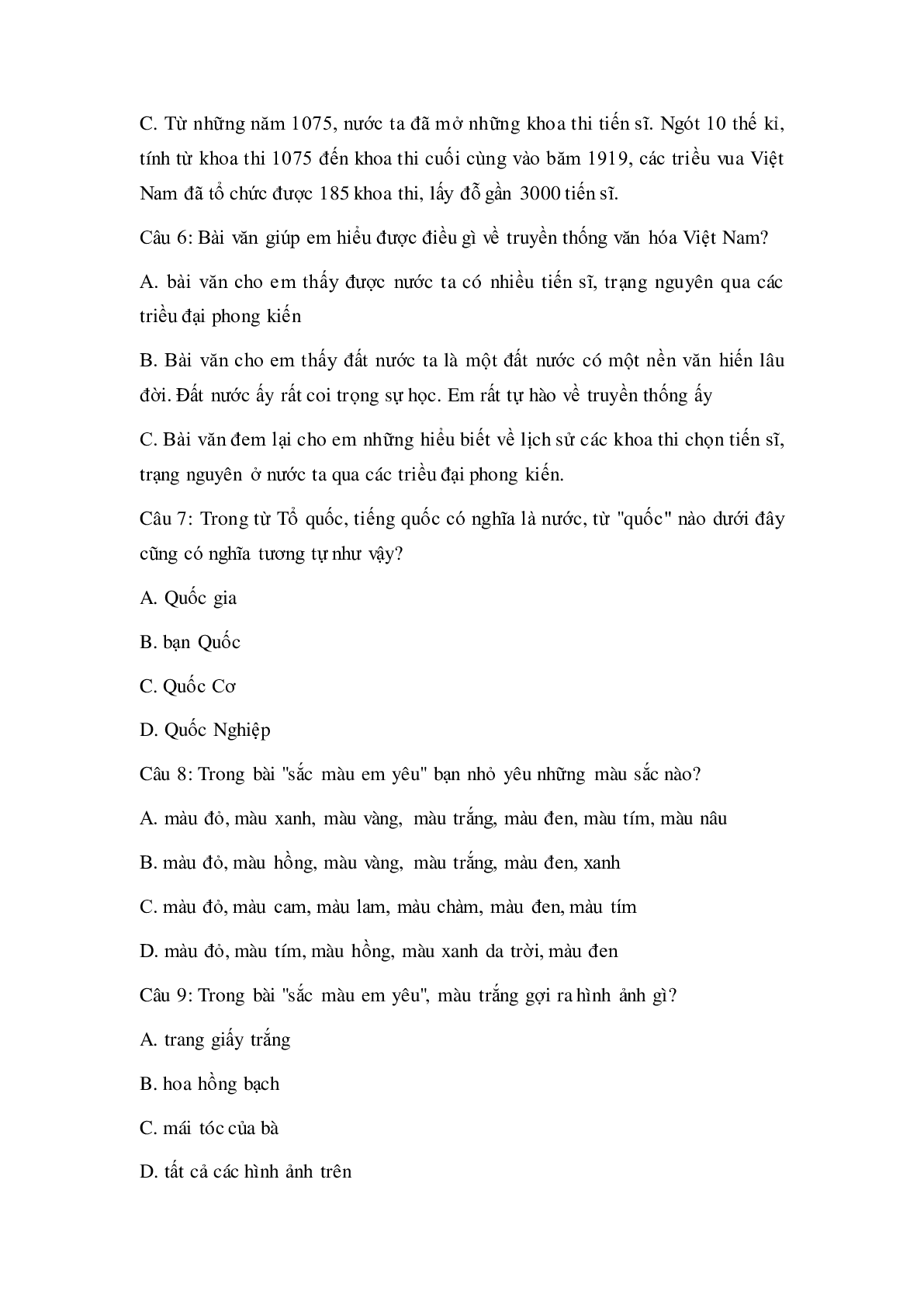 Trắc nghiệm Tiếng Việt lớp 5: Tuần 2 có đáp án (trang 2)