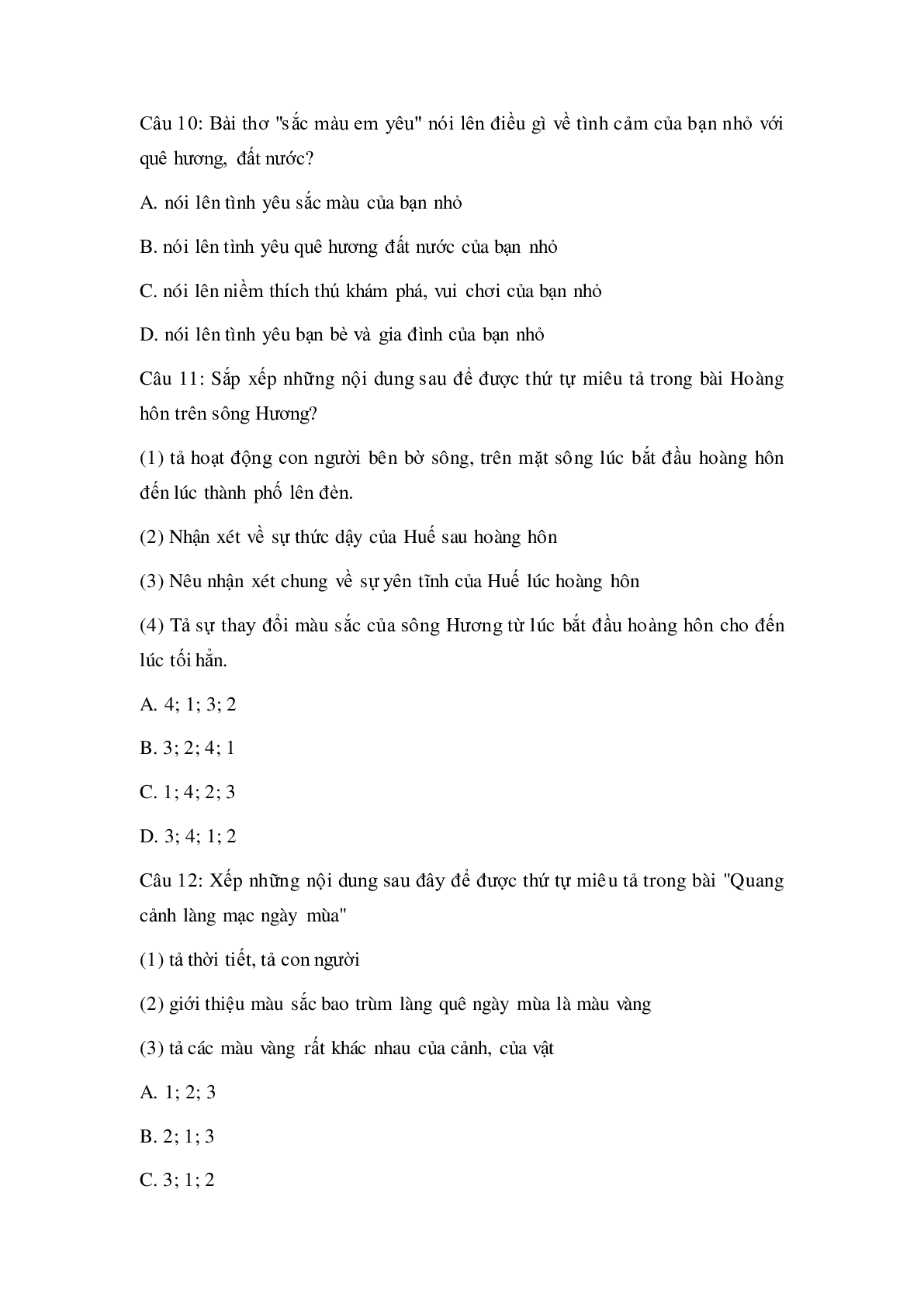 Trắc nghiệm Tiếng Việt lớp 5: Tuần 2 có đáp án (trang 3)