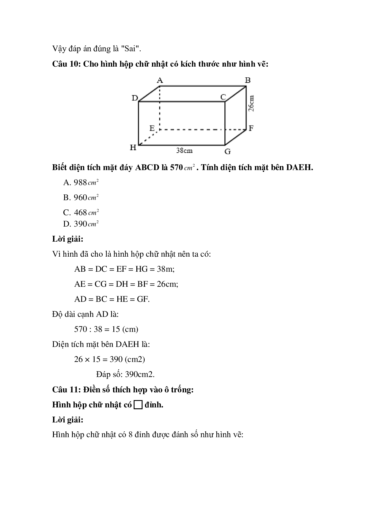 15 câu Trắc nghiệm Hình hộp chữ nhật. Hình lập phương có đáp án 2023 – Toán lớp 5 (trang 6)