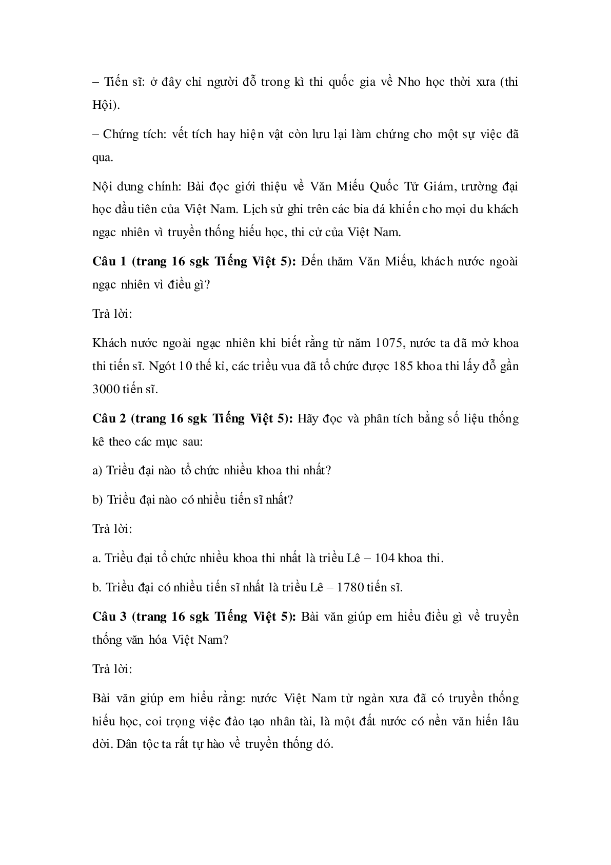 Soạn Tiếng Việt lớp 5: Tập đọc: Nghìn năm văn hiến mới nhất (trang 2)