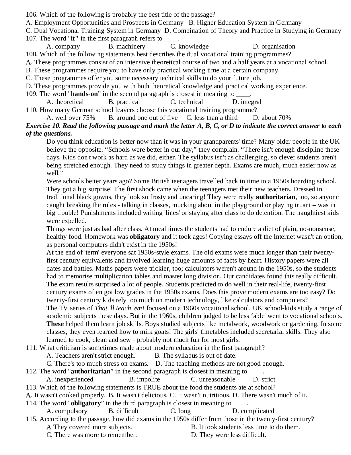 140 câu trắc nghiệm Tiếng Anh 11 Unit 7: Further Education chọn lọc (trang 6)