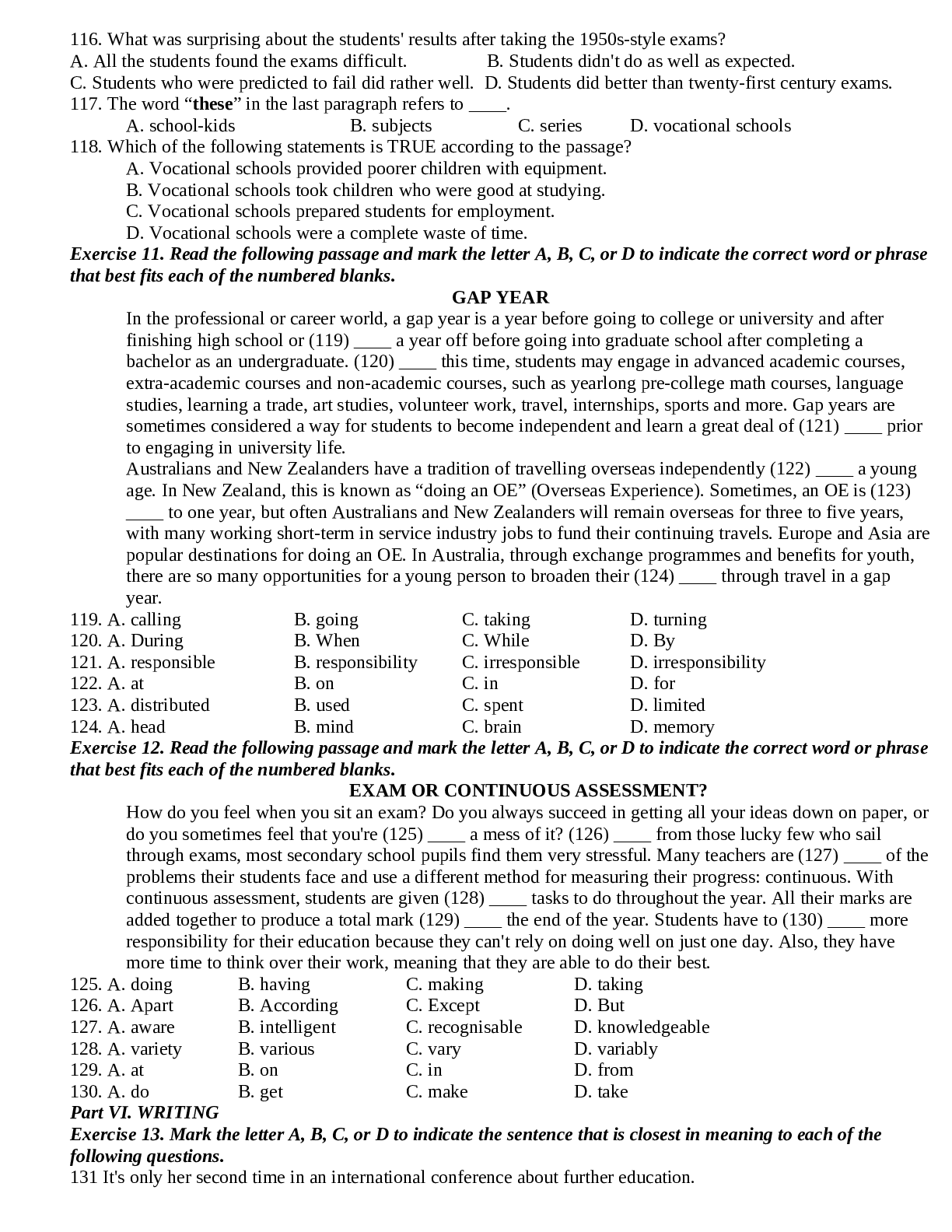 140 câu trắc nghiệm Tiếng Anh 11 Unit 7: Further Education chọn lọc (trang 7)