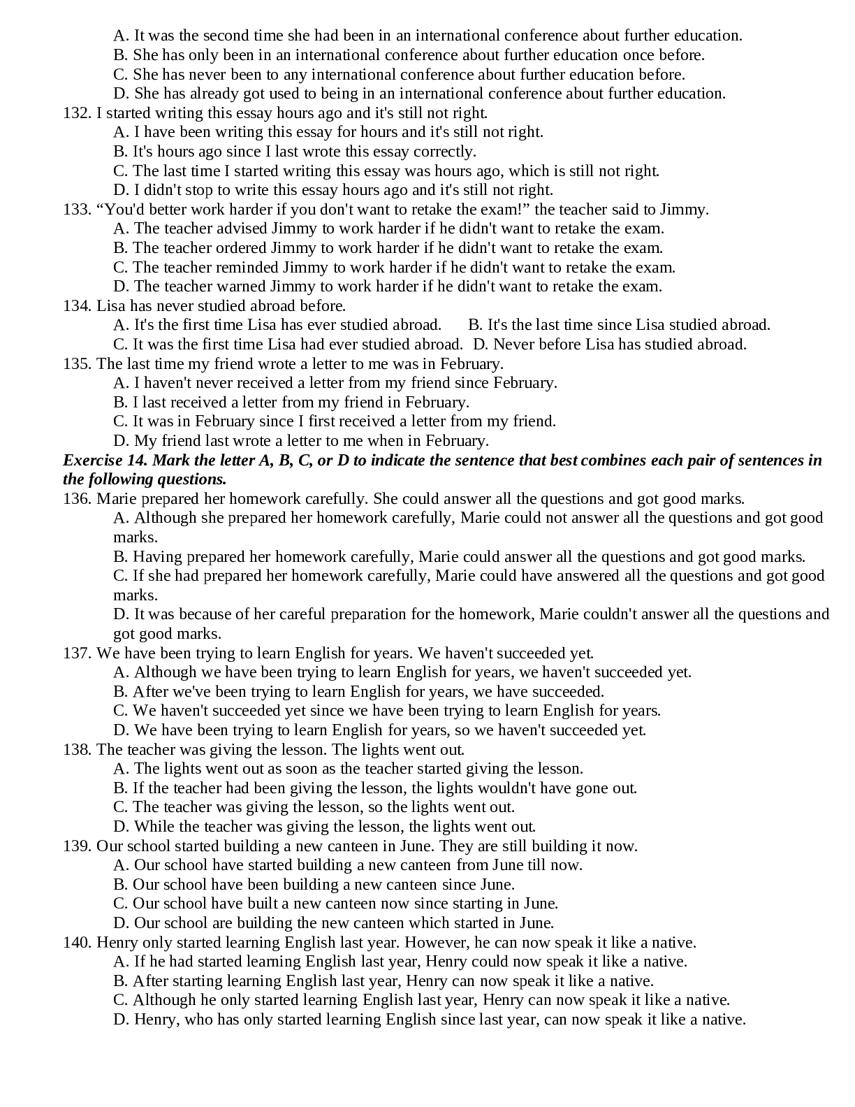 140 câu trắc nghiệm Tiếng Anh 11 Unit 7: Further Education chọn lọc (trang 8)