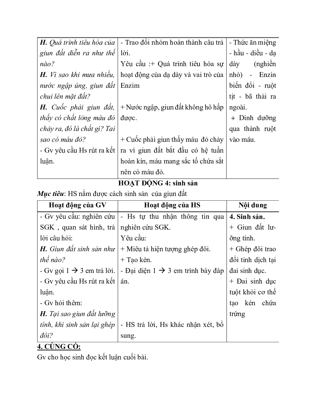 Giáo án Sinh học 7 Bài 15: Giun đất mới nhất - CV5512 (trang 4)