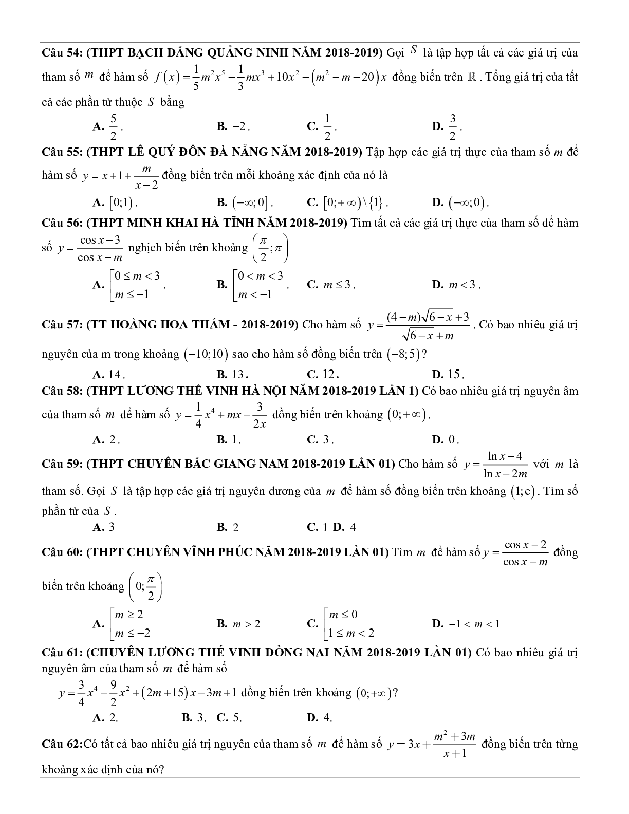 Các dạng toán về tính đơn điệu của hàm số thường gặp trong kỳ thi THPT Quốc gia (trang 8)