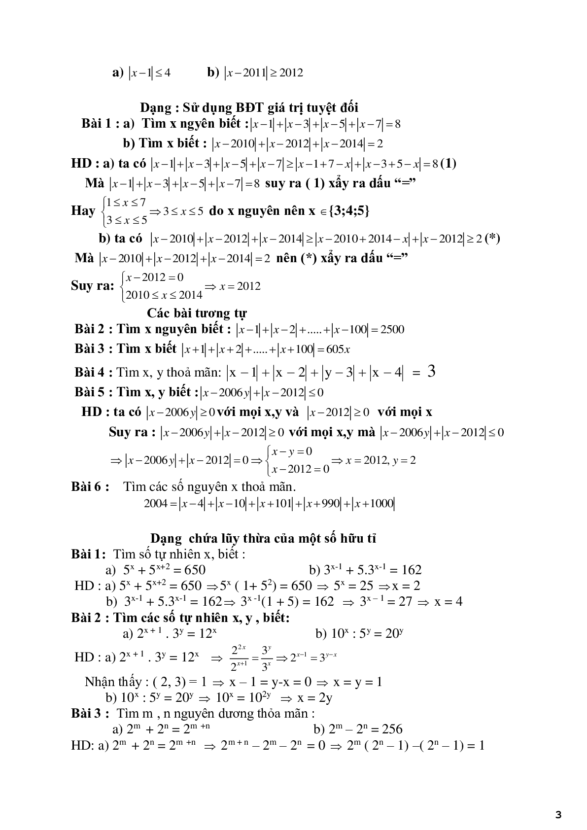 Chuyên đề 3 - Vận dụng tính chất phép toán để tìm x, y - có đáp án (trang 3)