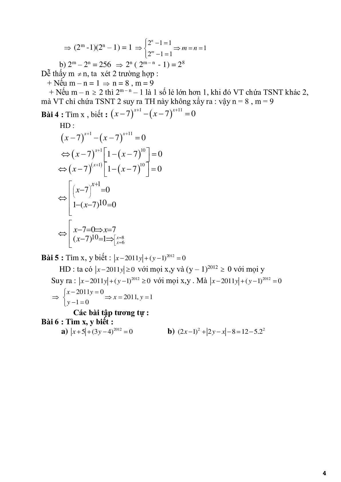 Chuyên đề 3 - Vận dụng tính chất phép toán để tìm x, y - có đáp án (trang 4)