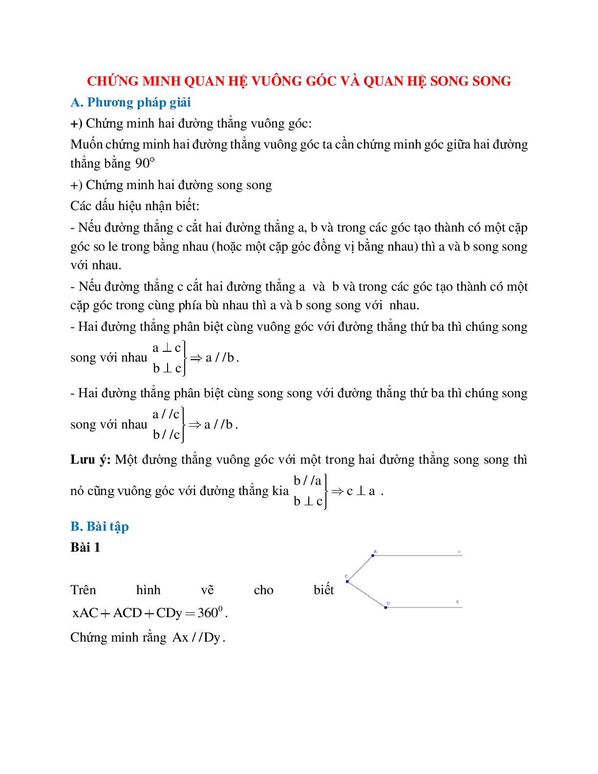 Lý thuyết, bài tập về Chứng minh quan hệ vuông góc - Quan hệ song song chọn lọc (trang 1)