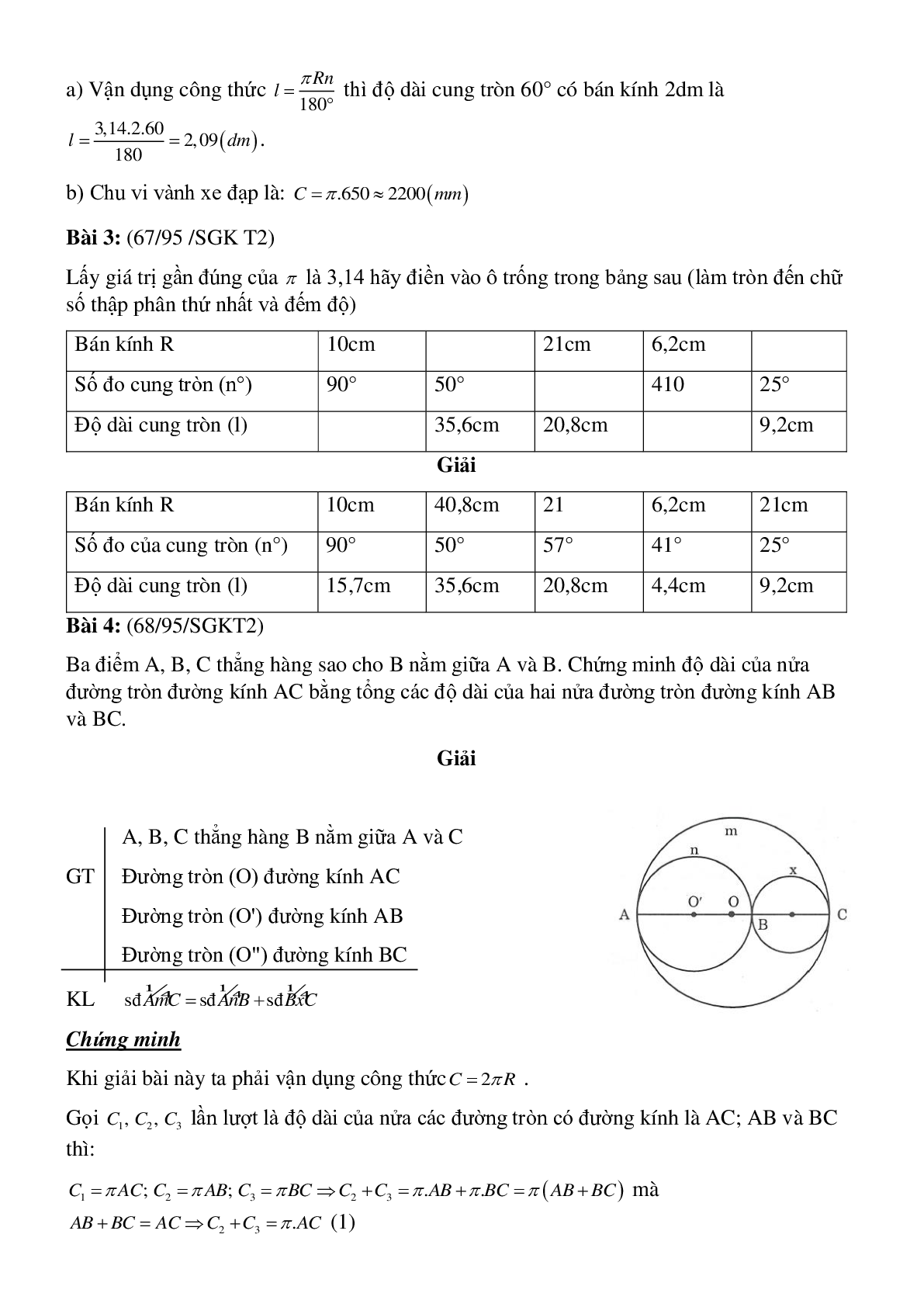50 Bài tập Độ dài đường tròn, cung tròn (có đáp án)- Toán 9 (trang 2)