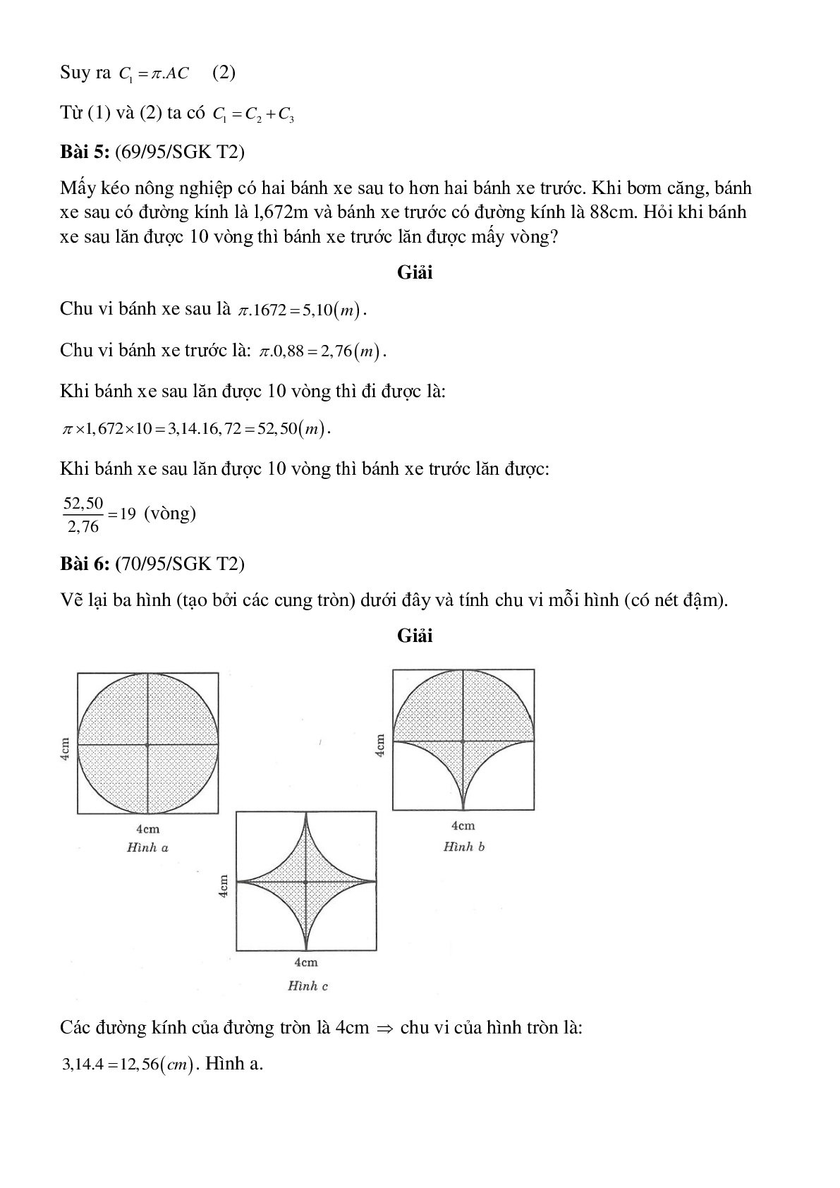 50 Bài tập Độ dài đường tròn, cung tròn (có đáp án)- Toán 9 (trang 3)