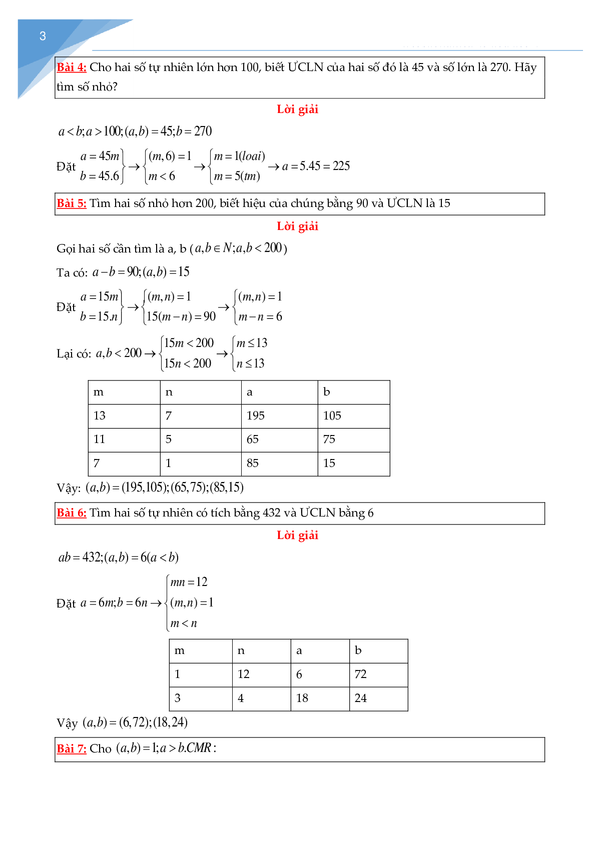 Các bài toán về Ước chung lớn nhất - Bội chung nhỏ nhất (trang 4)