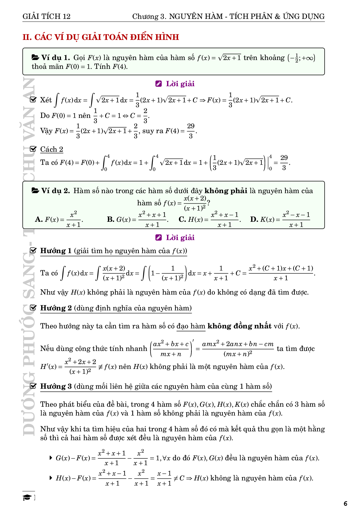 Nguyên hàm tích phân và ứng dụng - Dương Phước Sang (trang 6)