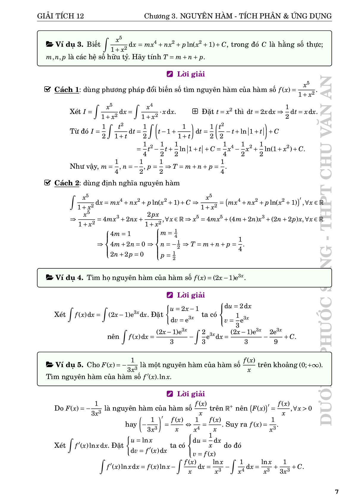 Nguyên hàm tích phân và ứng dụng - Dương Phước Sang (trang 7)