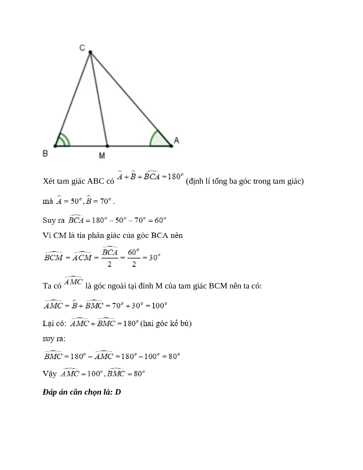 Trắc nghiệm Tổng ba góc của một tam giác có đáp án – Toán lớp 7 (trang 8)