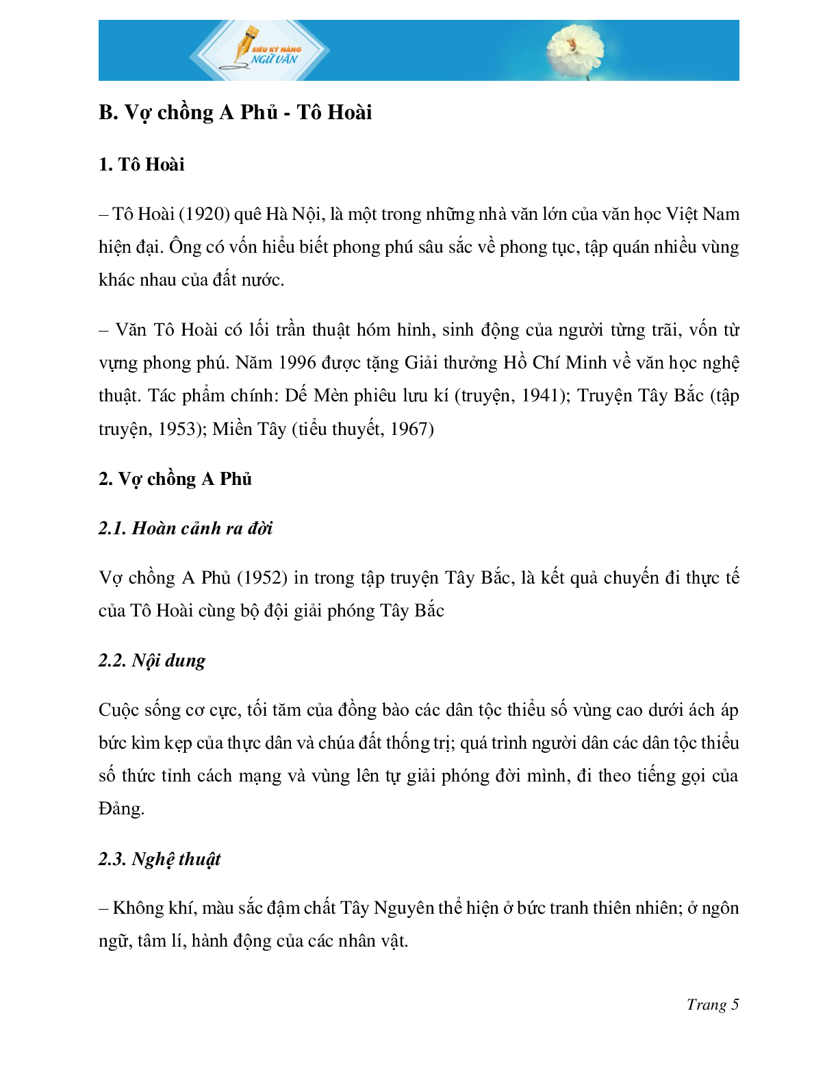 HỆ THỐNG KIẾN THỨC CÁC TÁC PHẨM VĂN XUÔI LỚP 12 (trang 5)