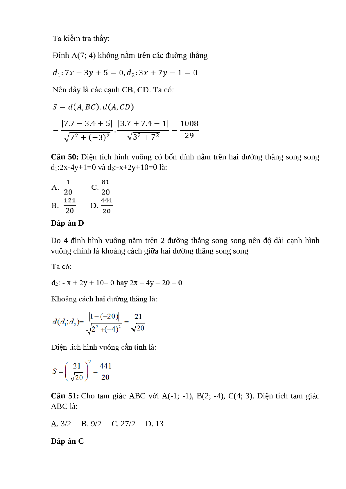 Trắc nghiệm Phương trình đường thẳng (phần 3) có đáp án – Toán lớp 10 (trang 6)